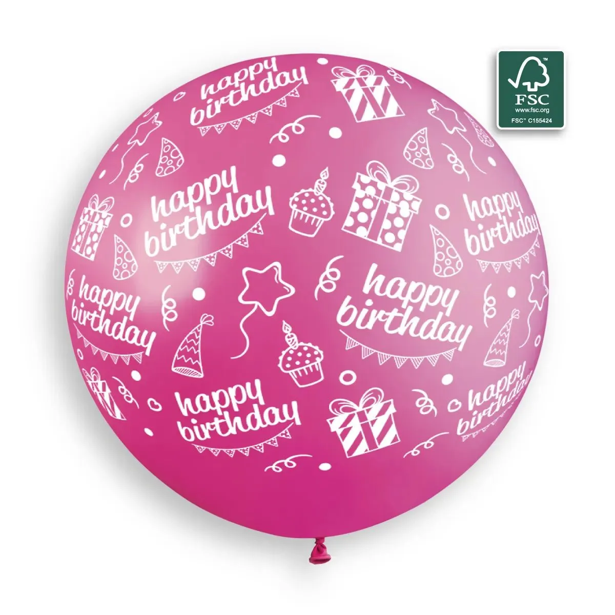 007  Fuchsia  Happy Birthday  Print  31in 1 Solid Color