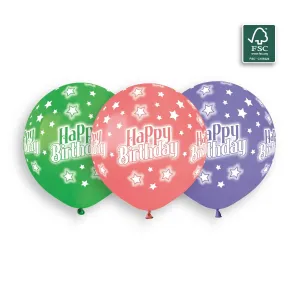 1176 Happy Birthday 012 Green 075 Periwinkle 078 Corallo 19In  3pcs SolidColors