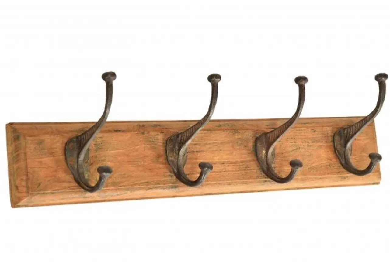 4 Hook Wooden Coat Rack