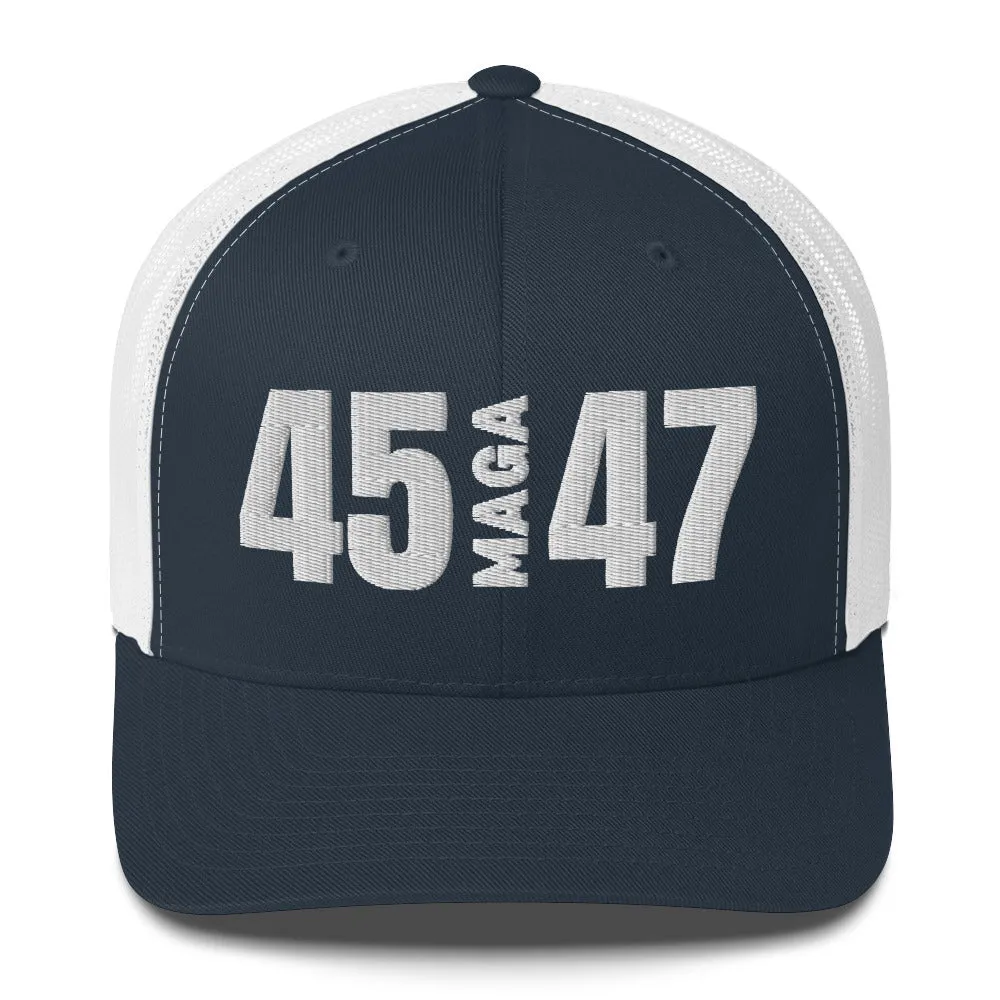 45 MAGA 47 Mesh Trucker-Style Hat