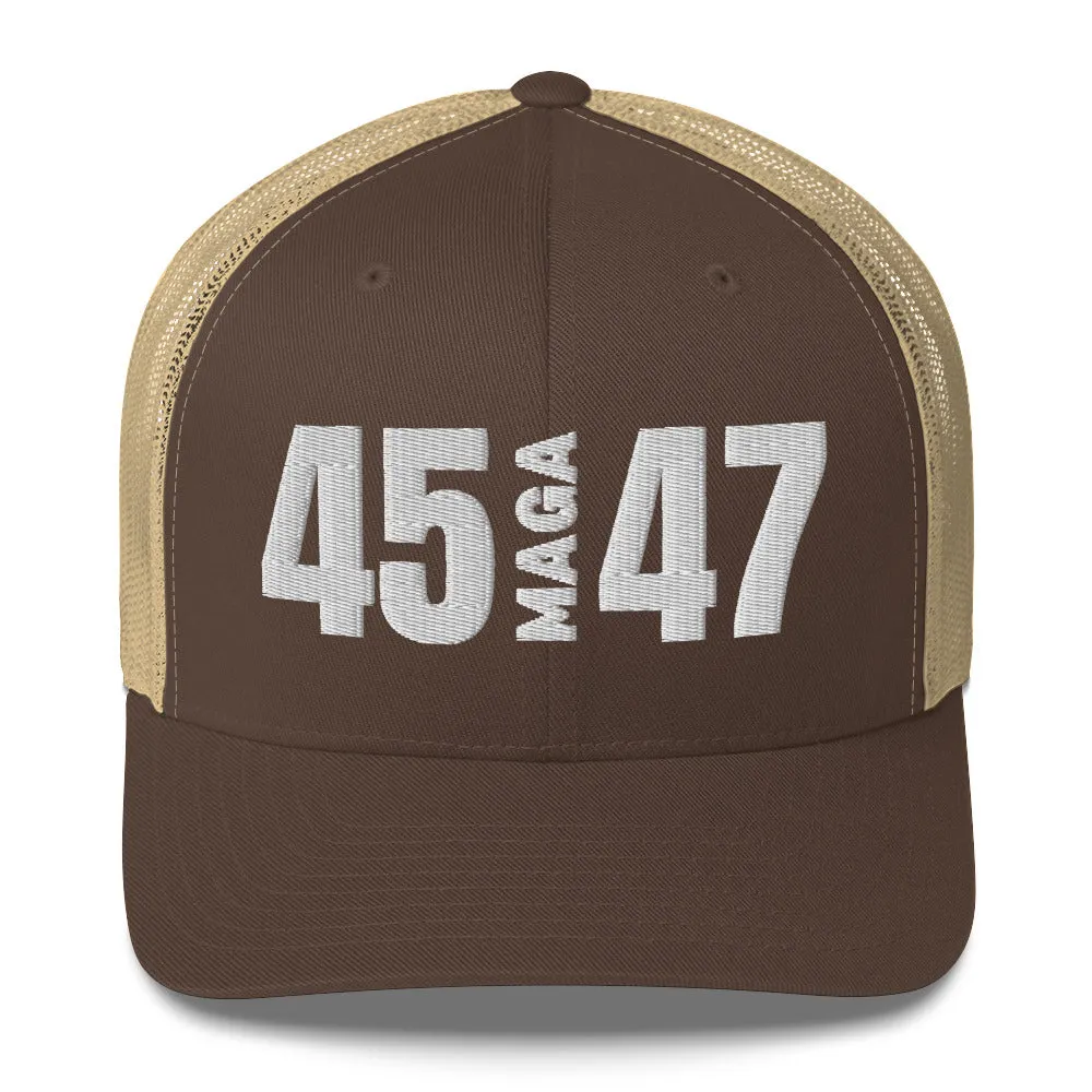 45 MAGA 47 Mesh Trucker-Style Hat