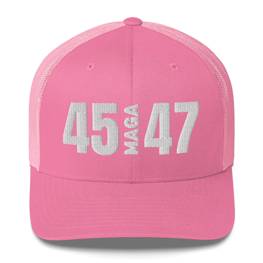 45 MAGA 47 Mesh Trucker-Style Hat