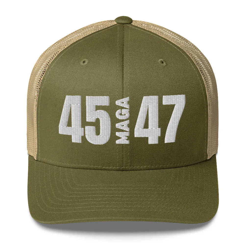 45 MAGA 47 Mesh Trucker-Style Hat