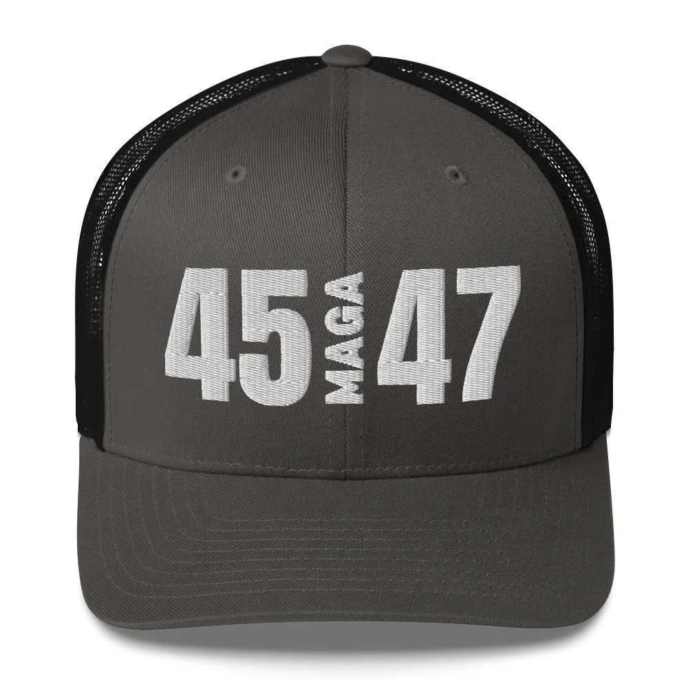 45 MAGA 47 Mesh Trucker-Style Hat