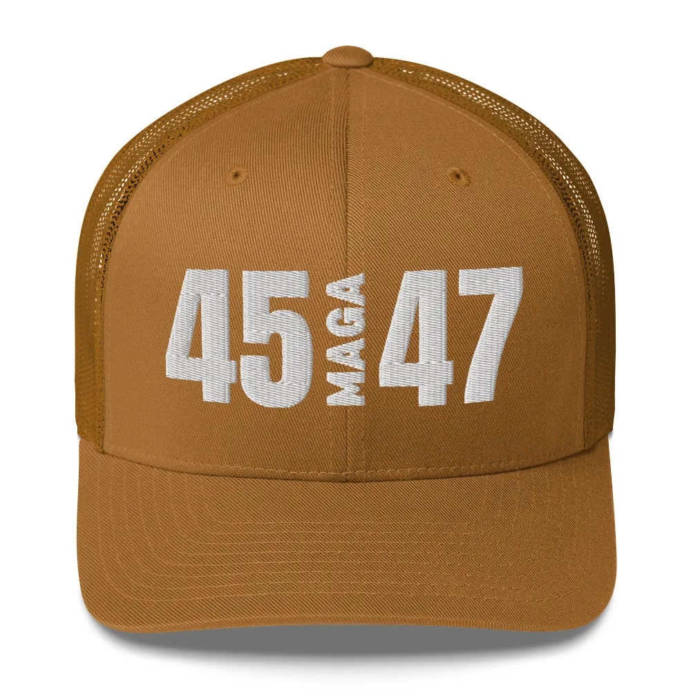 45 MAGA 47 Mesh Trucker-Style Hat