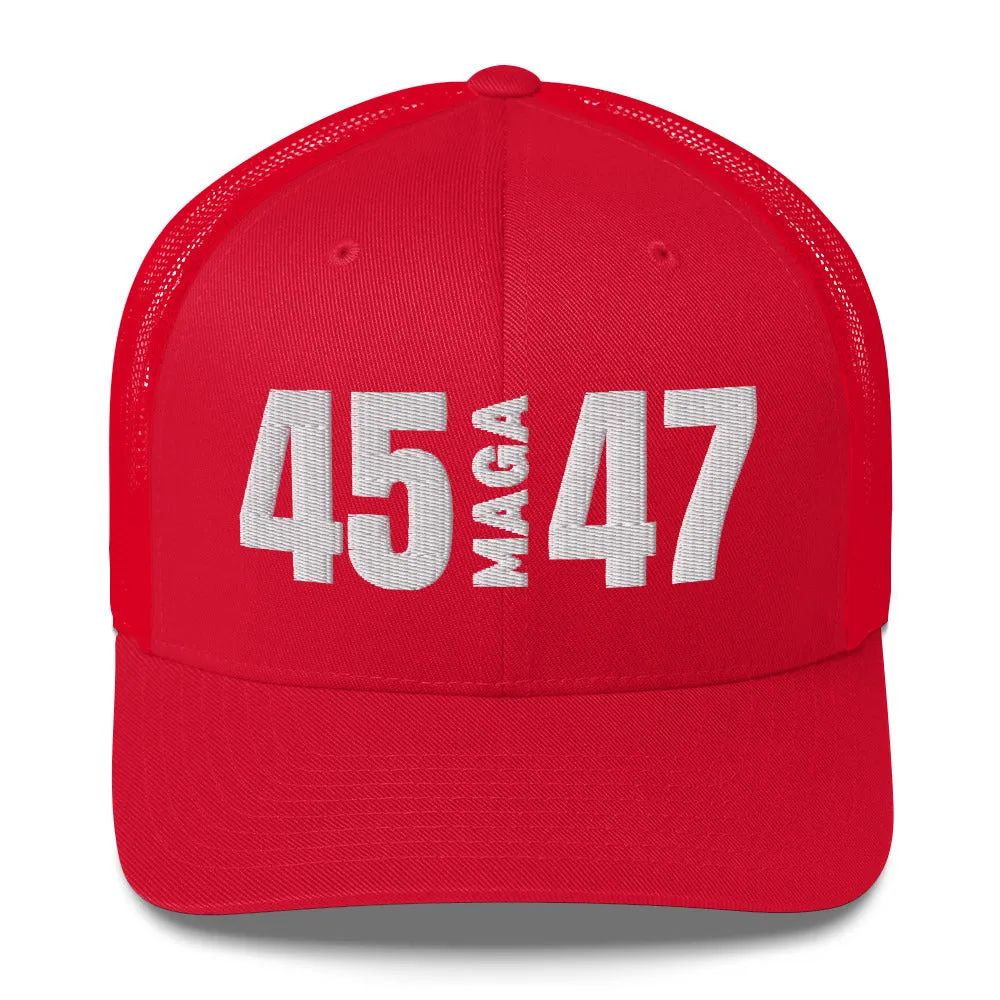 45 MAGA 47 Mesh Trucker-Style Hat