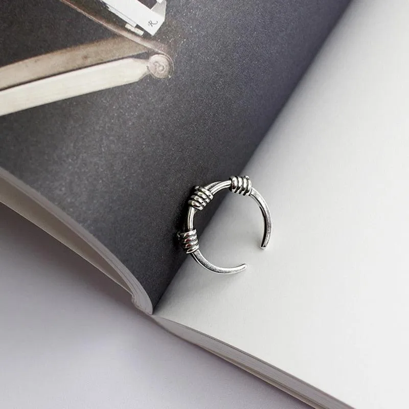 925 Sterling Silver Open Cuff Adjustable Ring