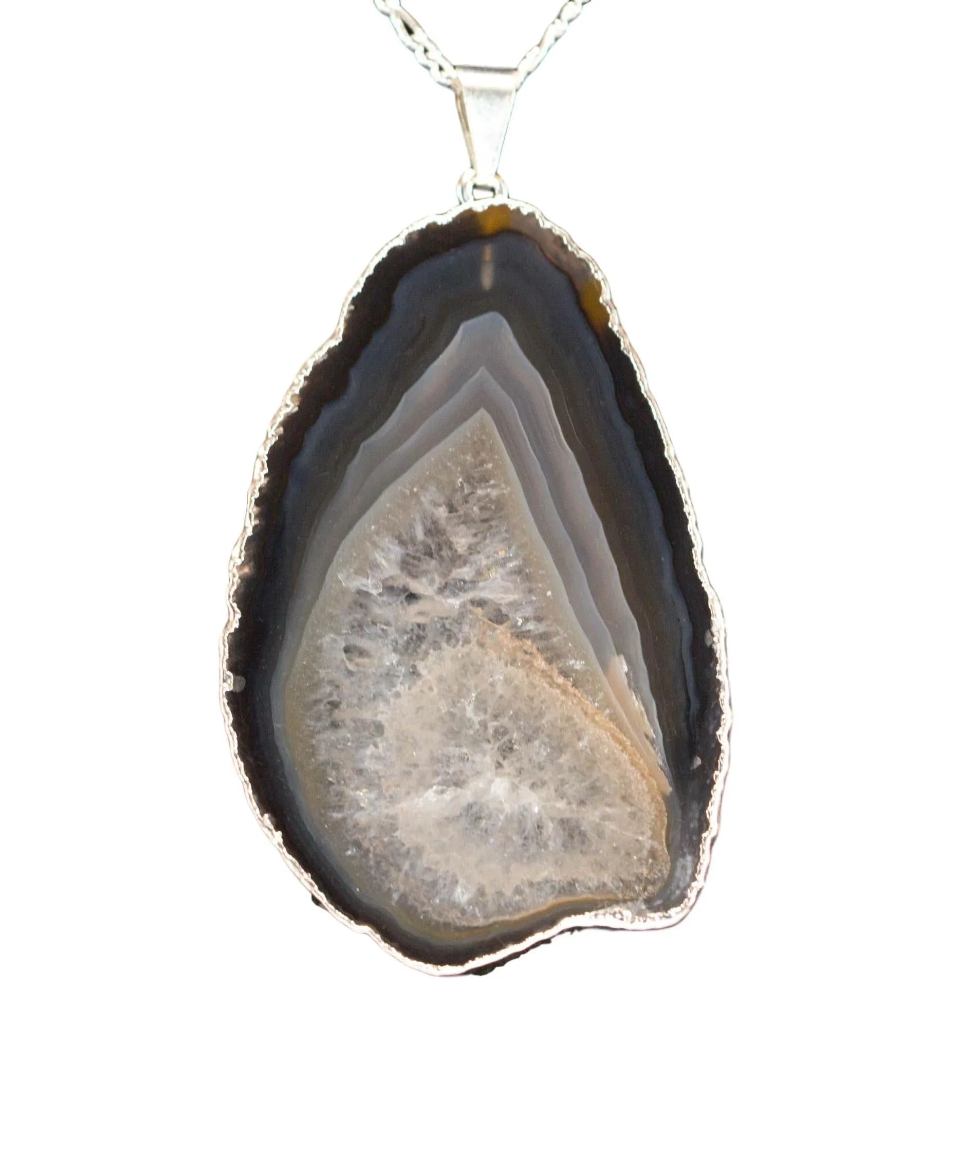 Agate Slice Pendant Silver