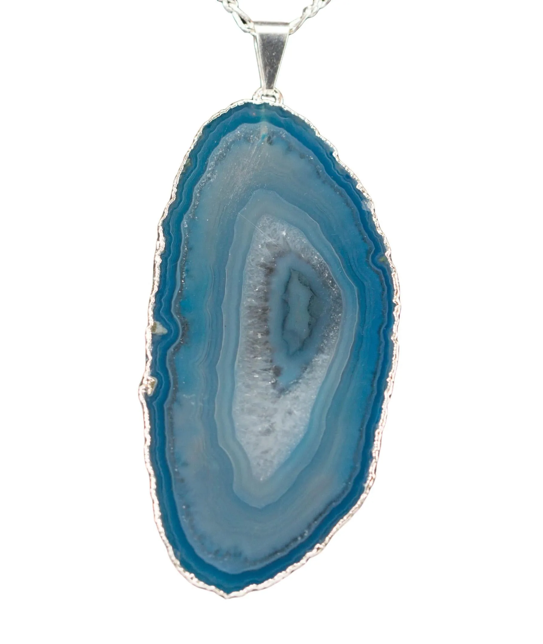 Agate Slice Pendant Silver