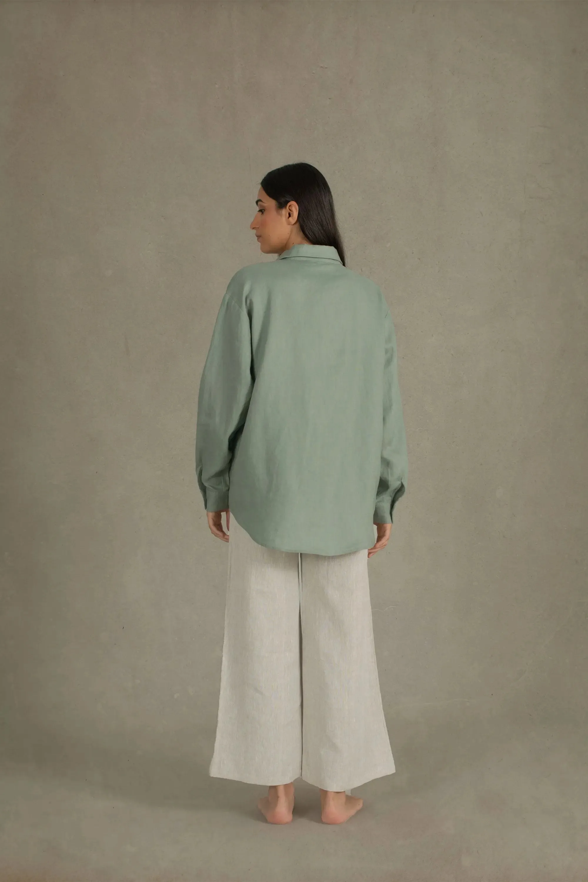 Alix Relaxed Linen Shirt Green Khaki