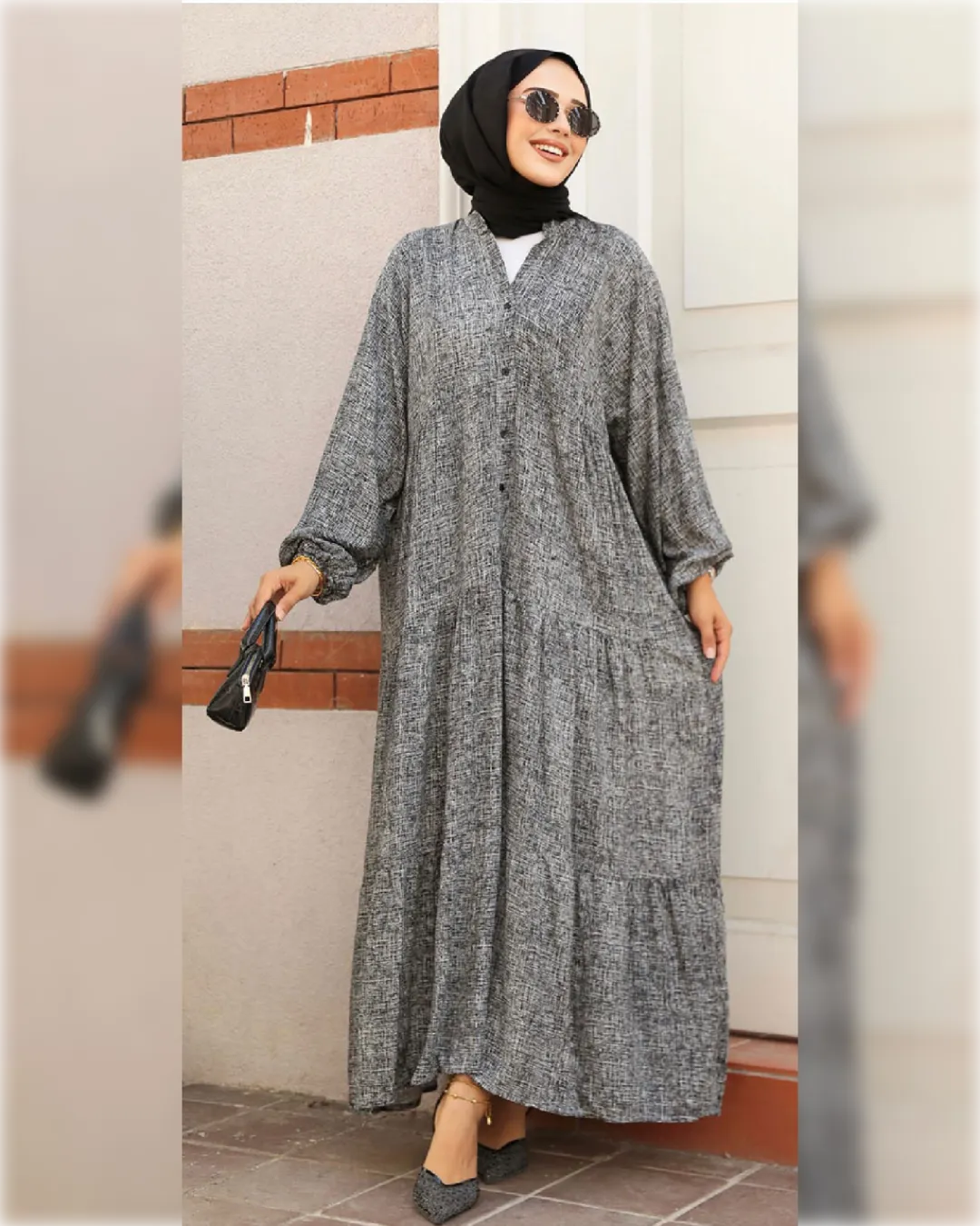 Alma Casual Dress in Light Black Shade فستان ألما العملي باللون الأسود الفاتح الجميل