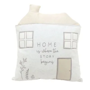 Beige Moments Cushion - Home Is Where The Story Begins