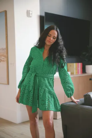 Bianca Green Eyelet Dress