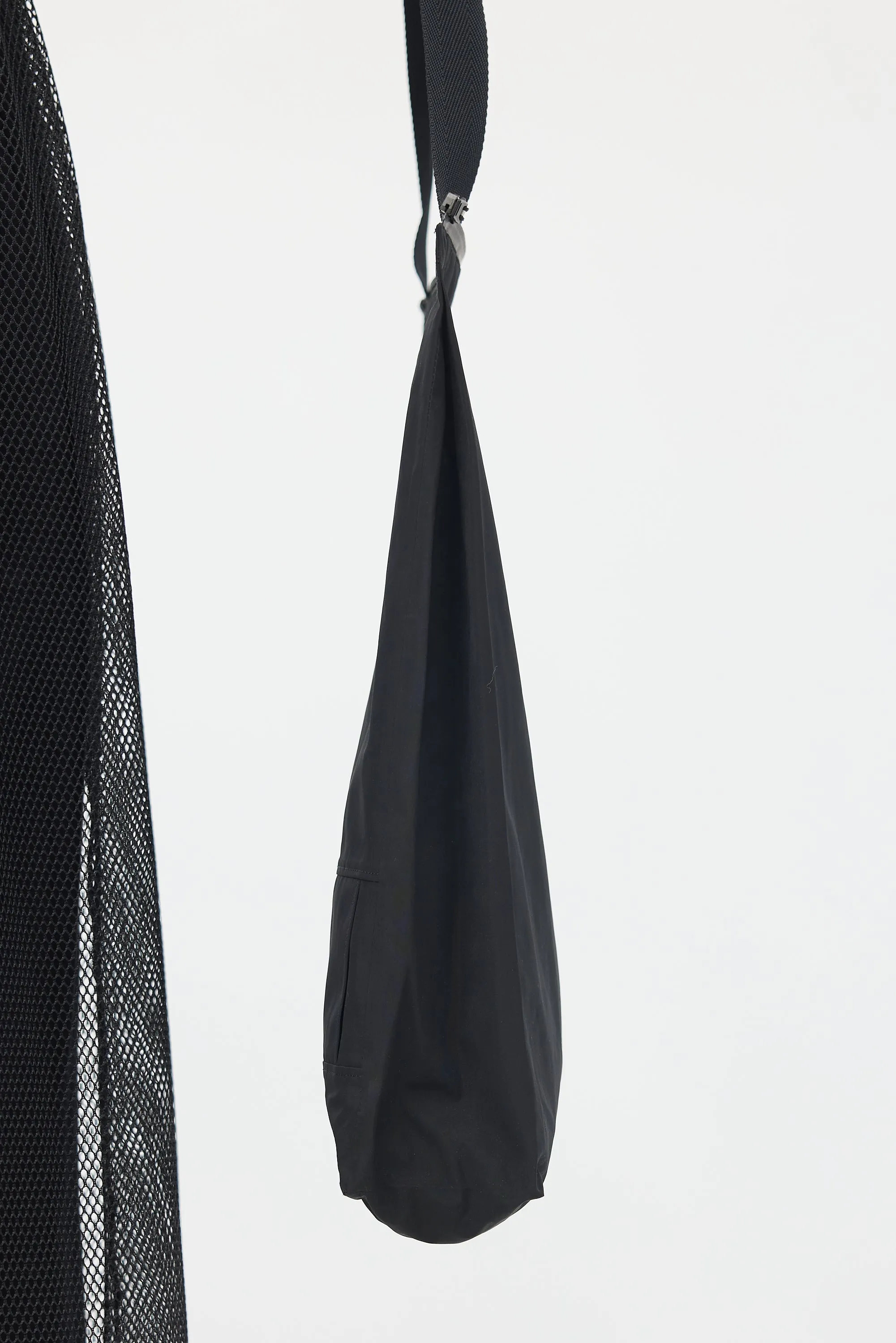 Black Nylon Logo Backpack Trench Coat