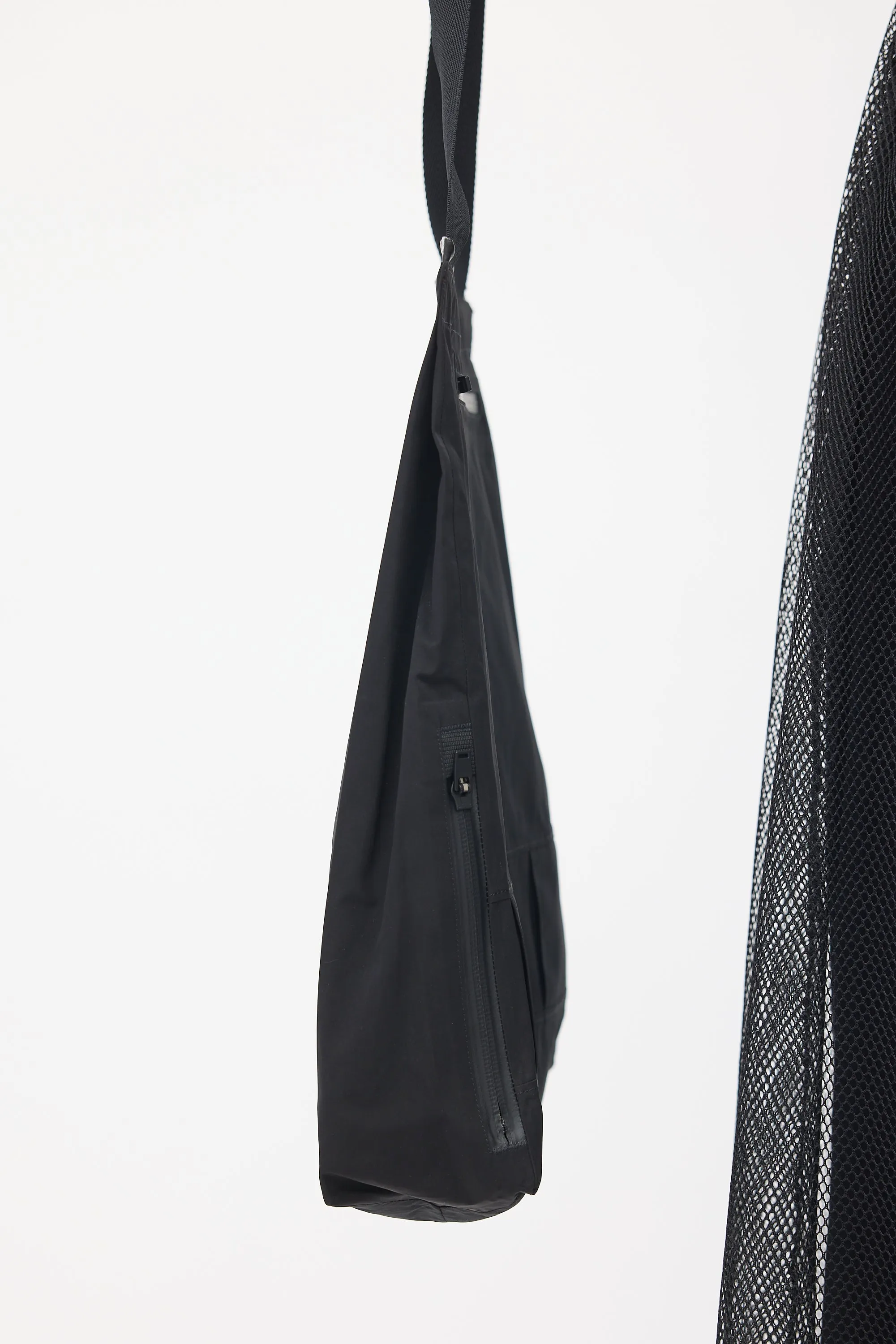 Black Nylon Logo Backpack Trench Coat