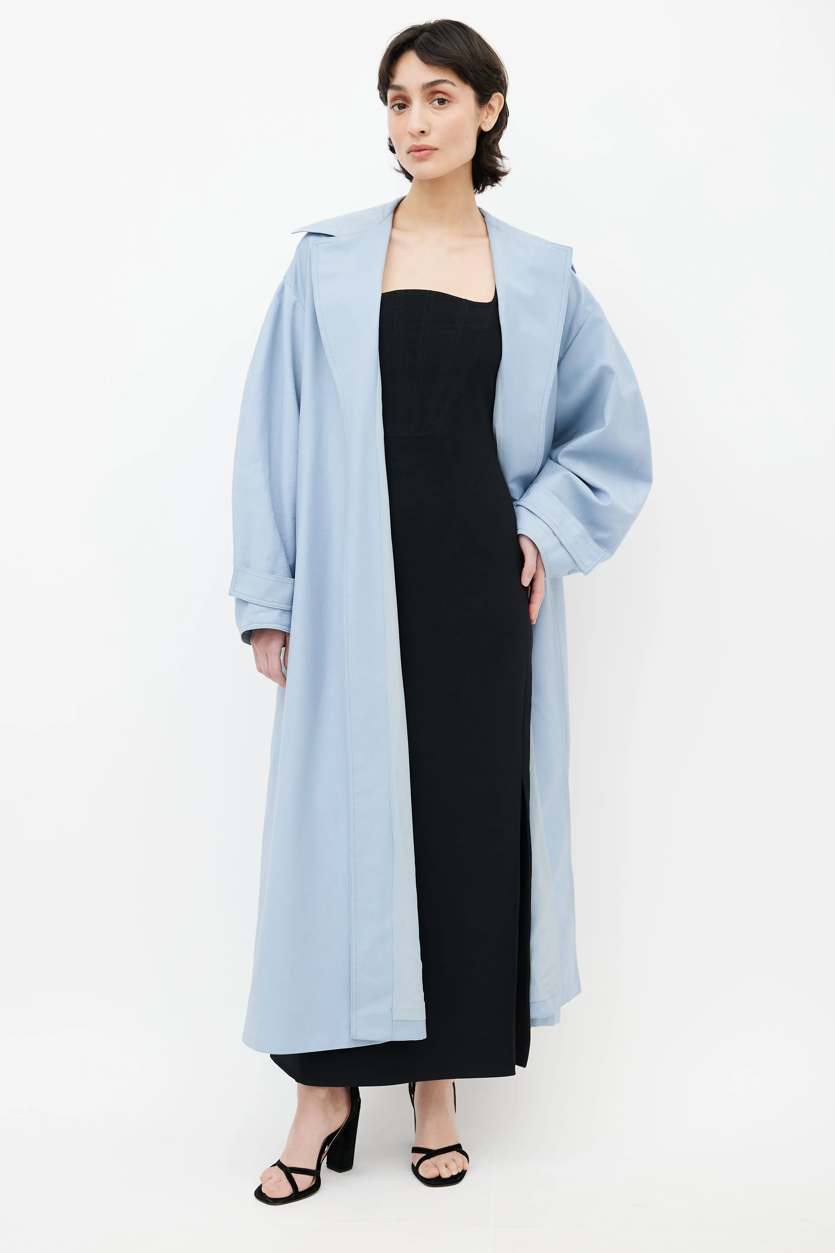 Blue Belted Trench Coat