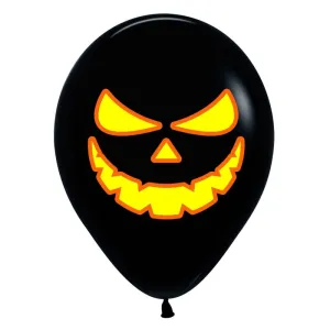 Bright Pumpkin Scary Faces Latex Balloon 30cm 12pk