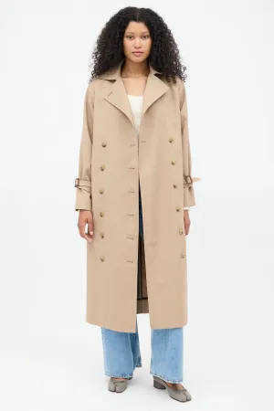 Brown Double Breasted Oversized Pisa Trench Coat