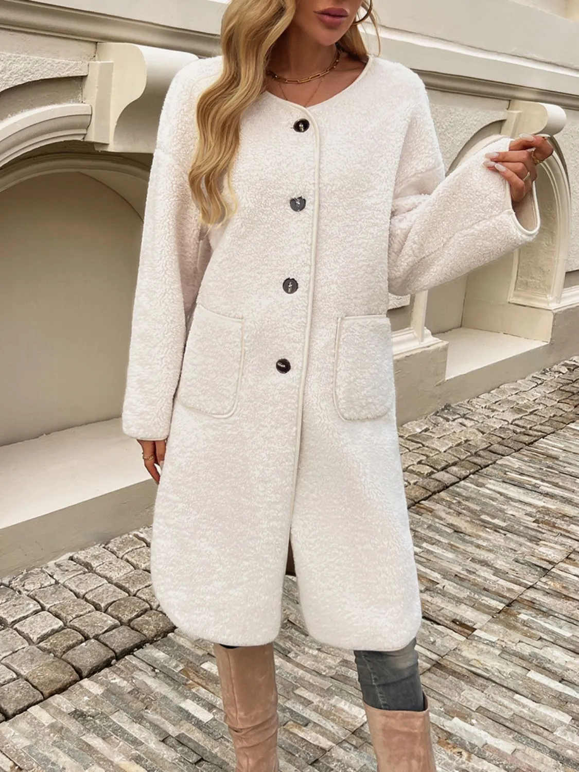 Button Up Long Sleeve Coat