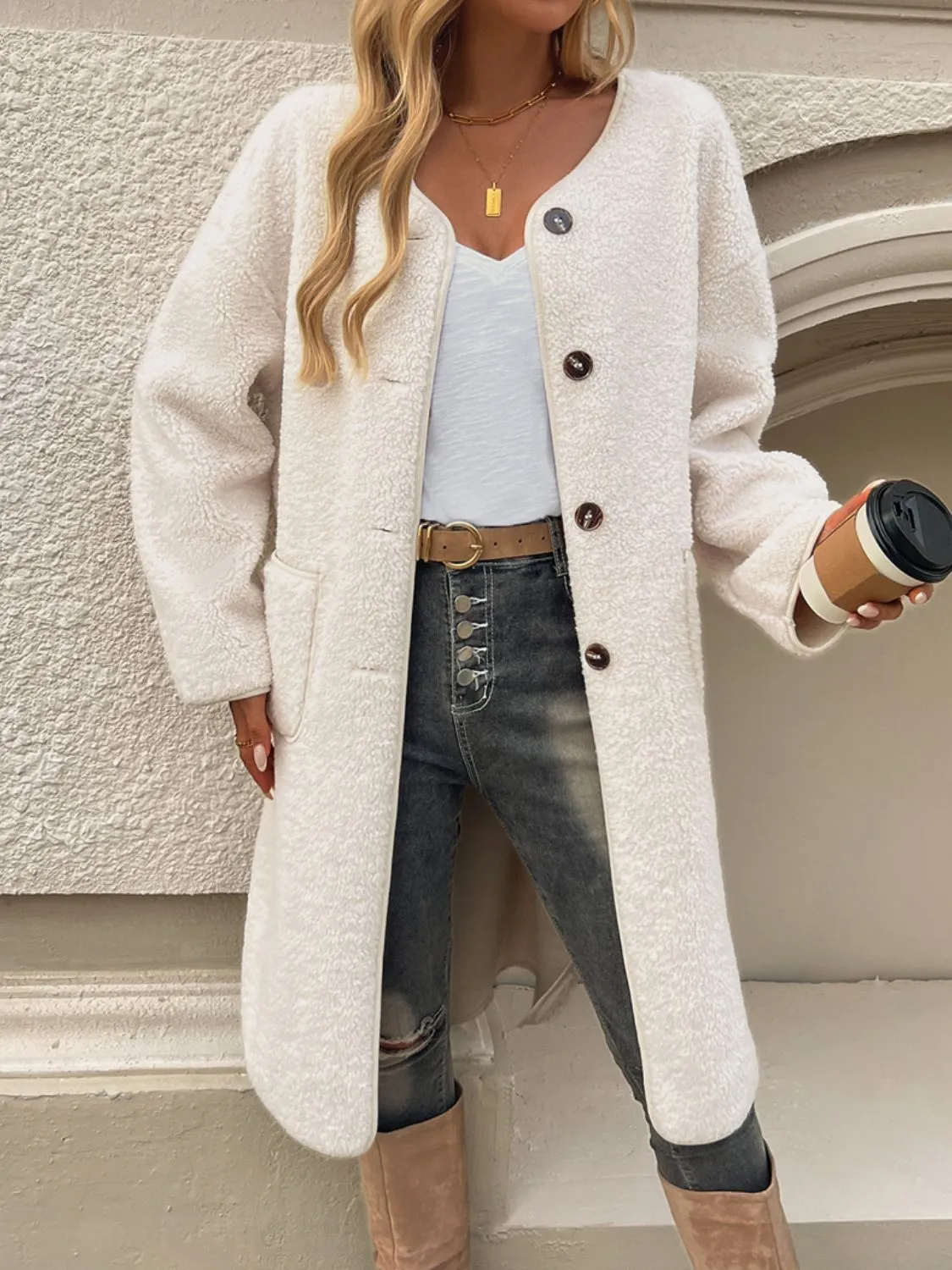 Button Up Long Sleeve Coat