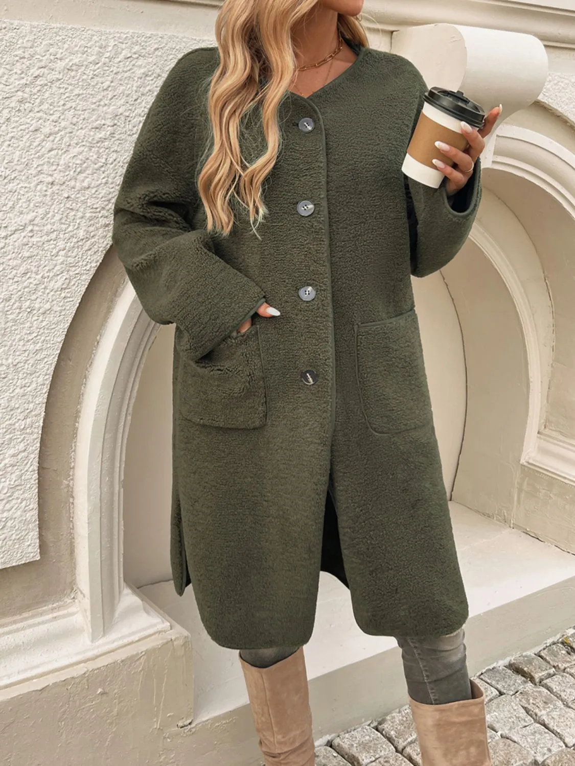 Button Up Long Sleeve Coat