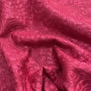 Classic Magenta Pink Traditional Thread Embroidery Bemberg Silk Fabric