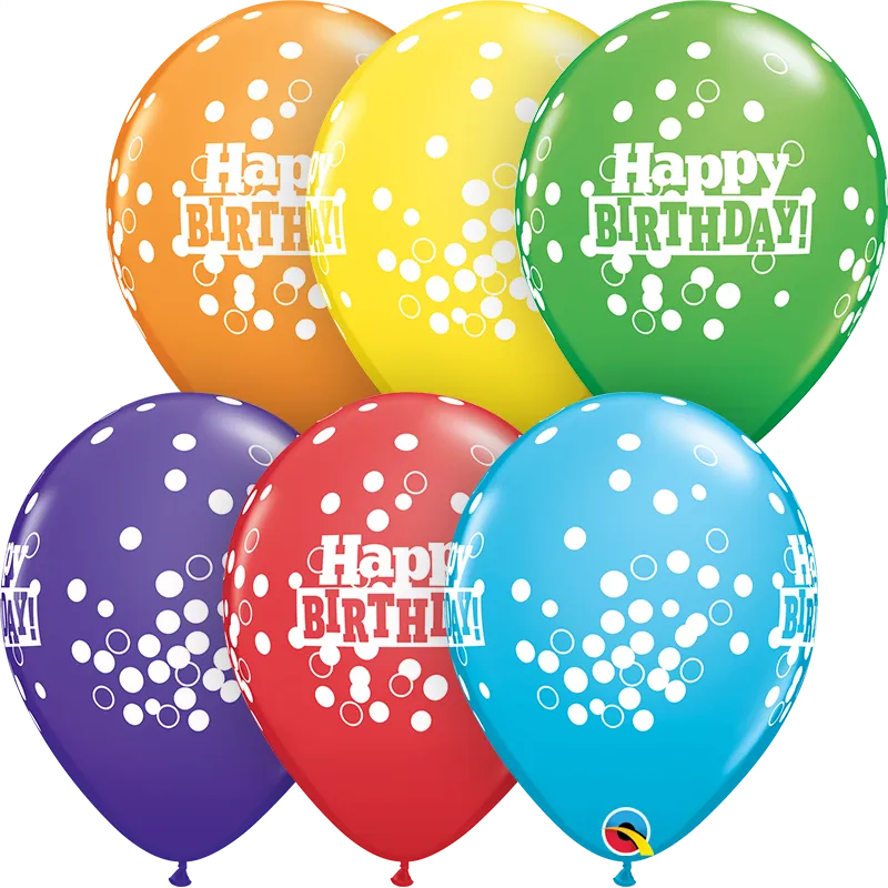 Confetti Dots Happy Birthday Balloons- 6 pcs