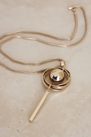 Cosmic Orb Pendant Necklace - Creamy Gold