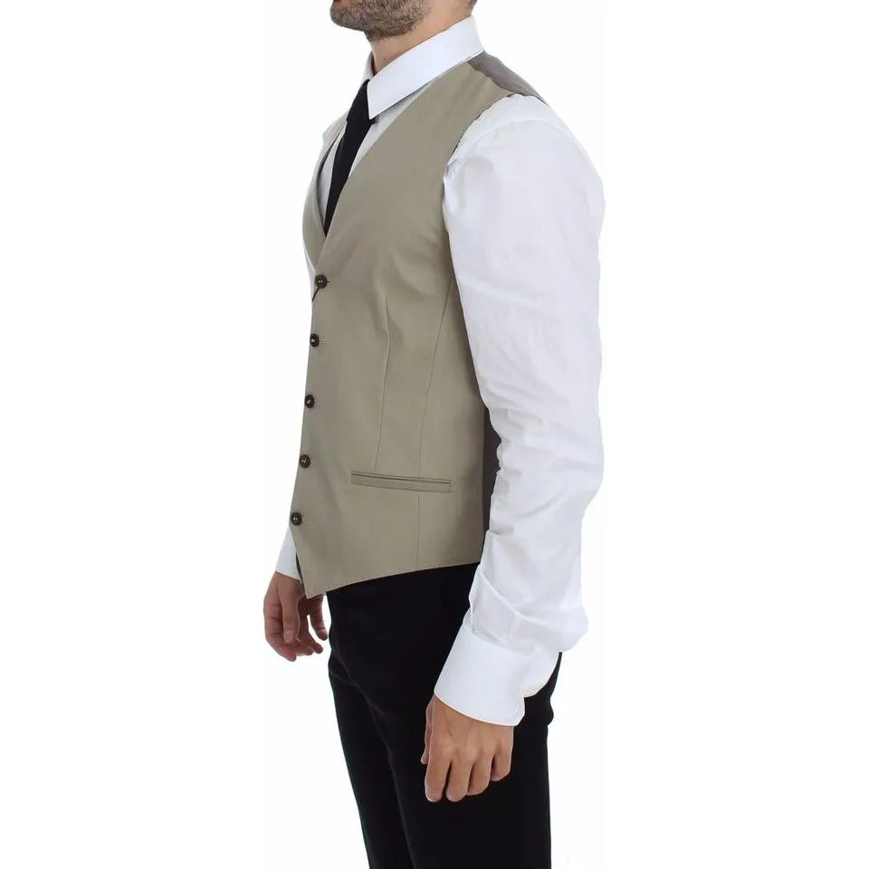 Dolce & Gabbana Elegant Beige Cotton Dress Vest