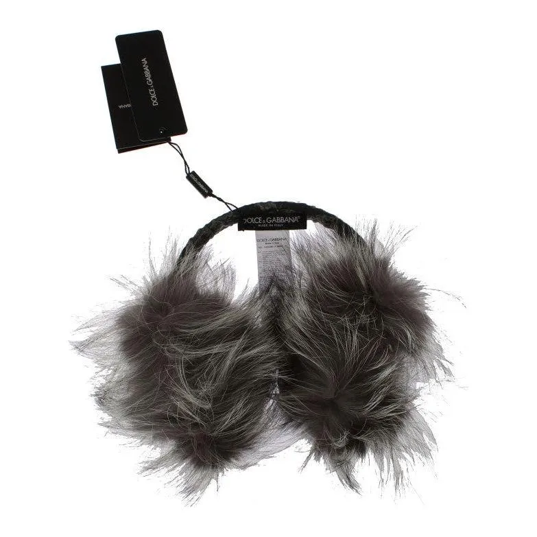 Luxurious Dolce & Gabbana Fur and Crystal Embellished Ear Muffs