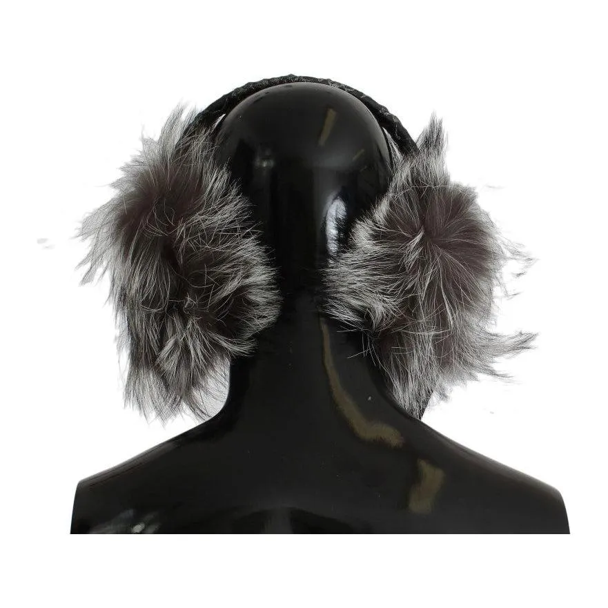 Luxurious Dolce & Gabbana Fur and Crystal Embellished Ear Muffs