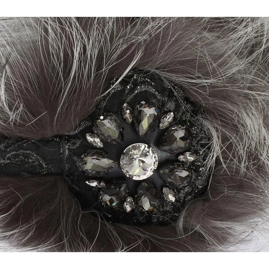 Luxurious Dolce & Gabbana Fur and Crystal Embellished Ear Muffs