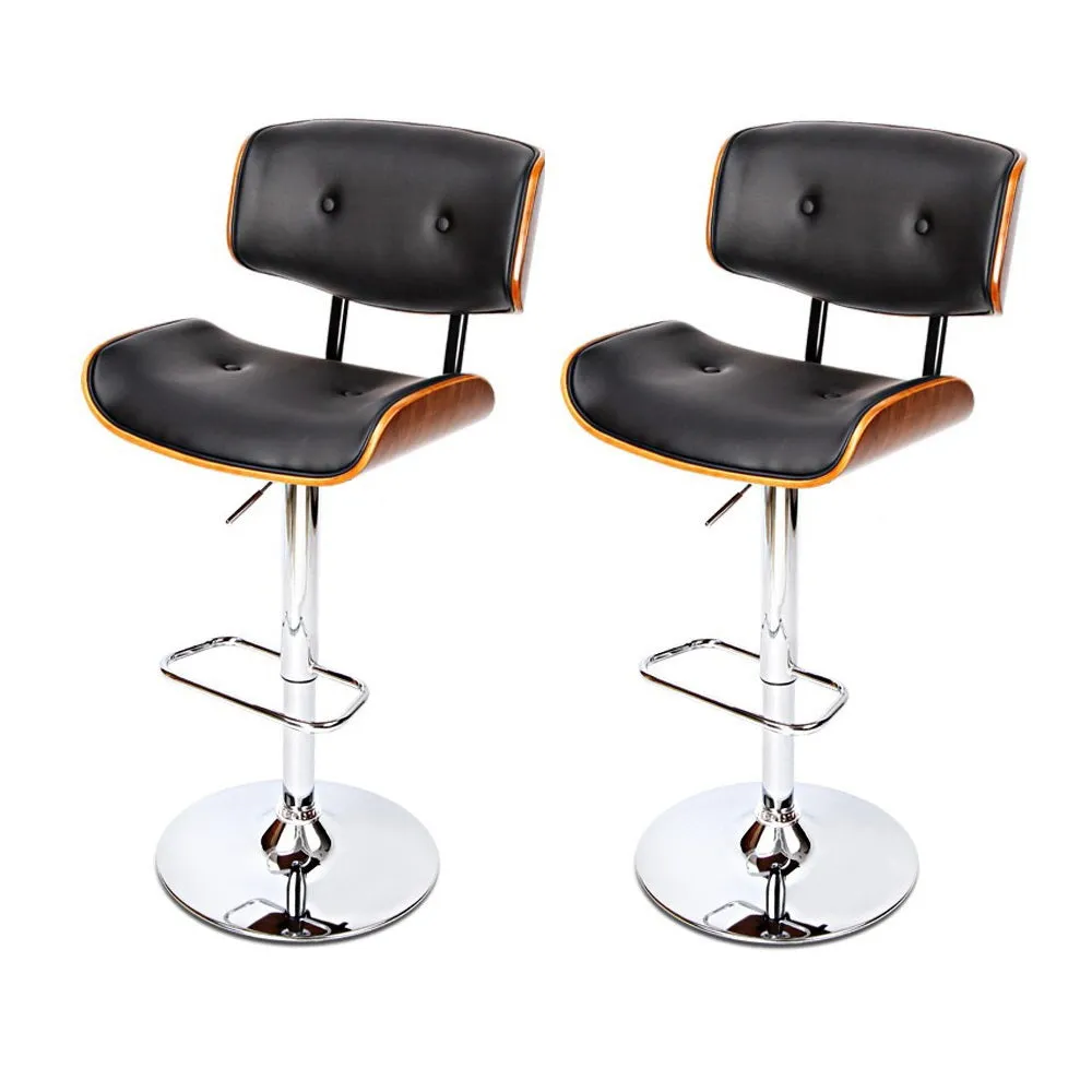 Elegant Wood & PU Leather Bar Stools (Set of 2) - Artiss