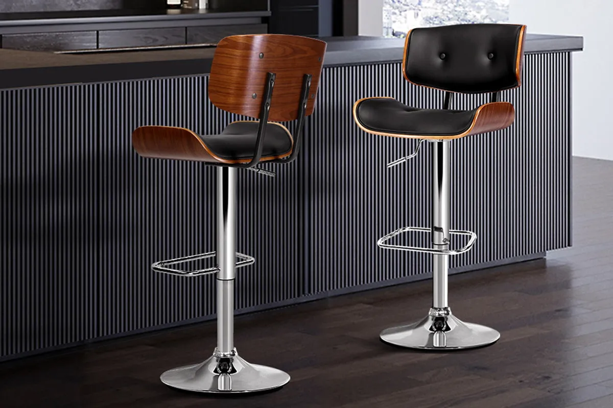 Elegant Wood & PU Leather Bar Stools (Set of 2) - Artiss