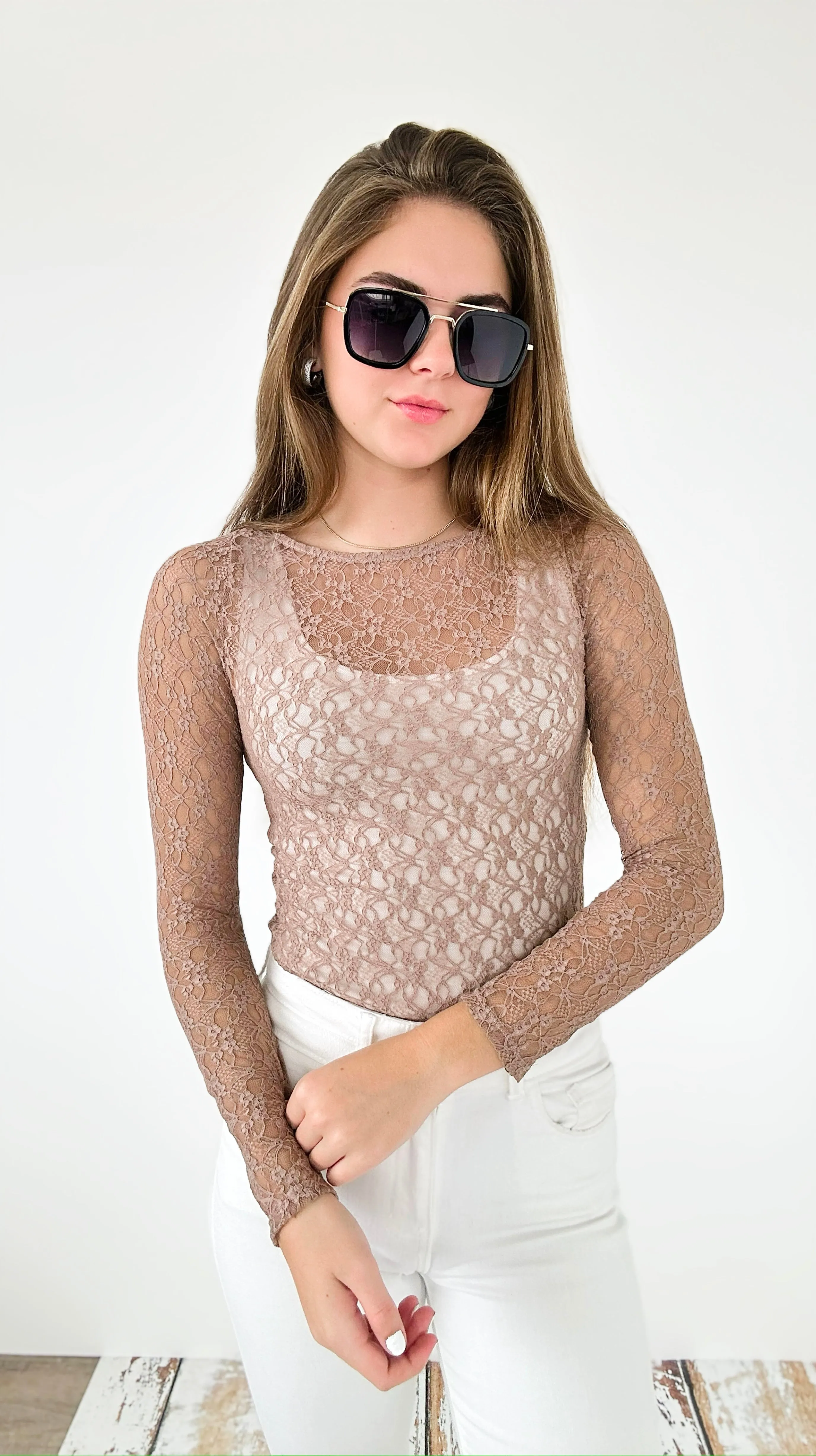 Ethereal Lace Bodysuit - Khaki