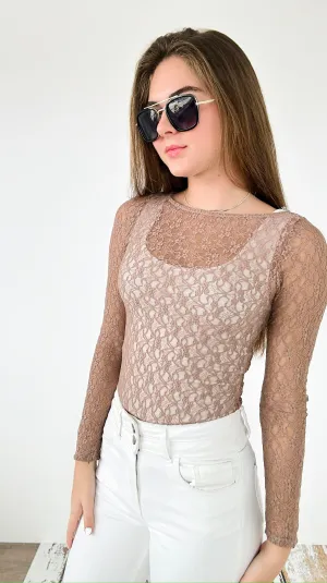 Ethereal Lace Bodysuit - Khaki