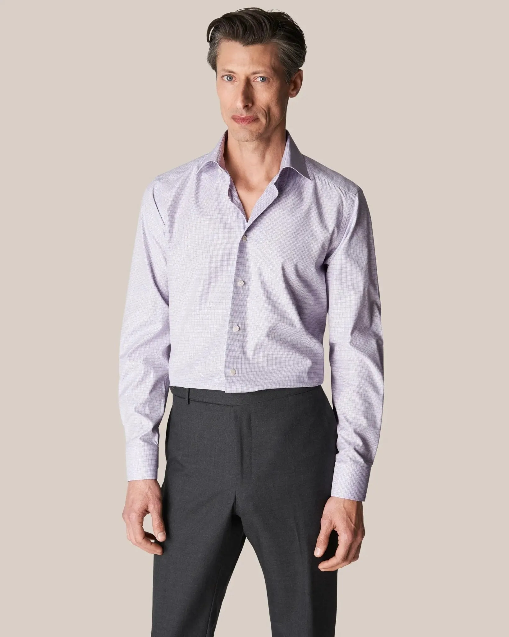 ETON Micro Checked Shirt MID PURPLE