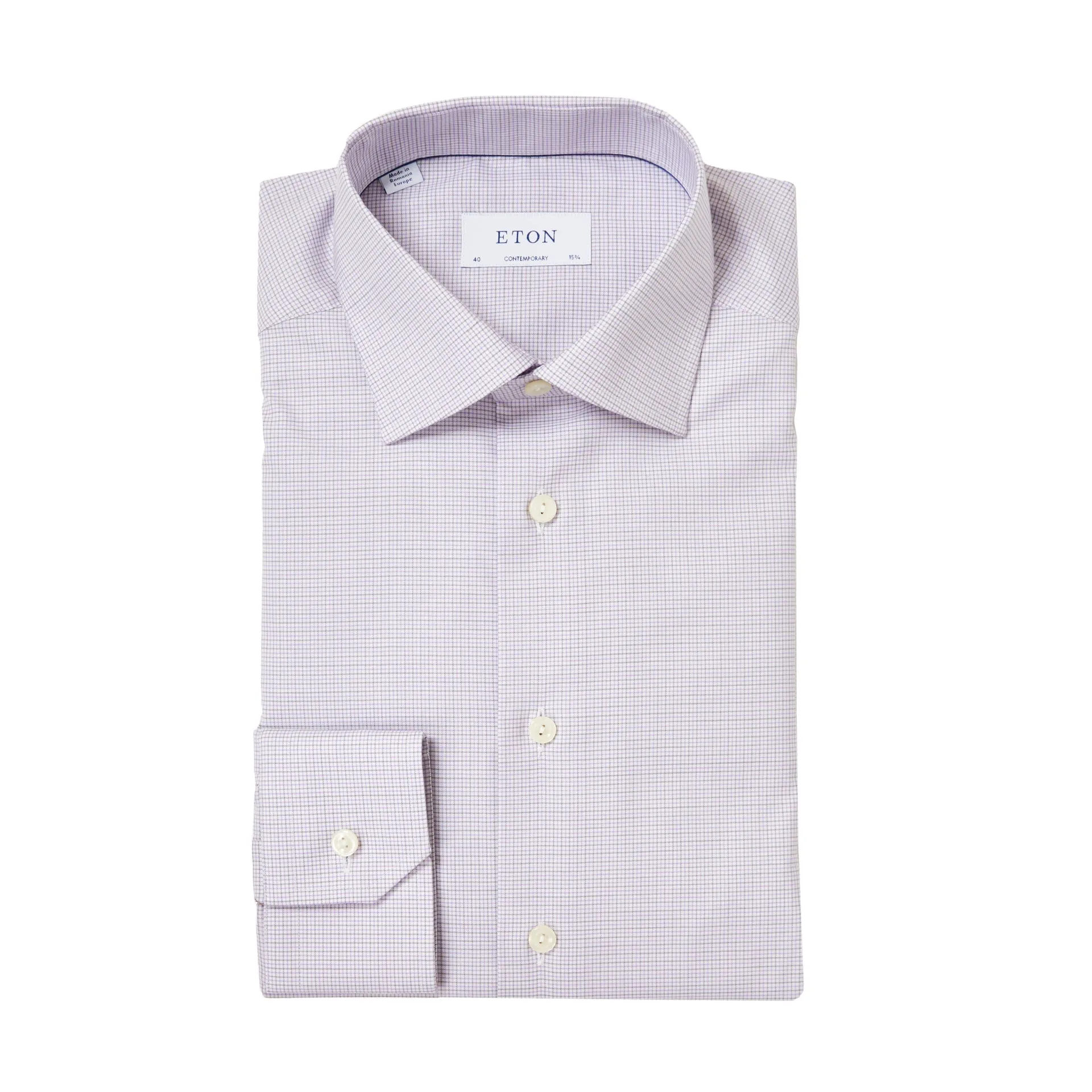 ETON Micro Checked Shirt MID PURPLE