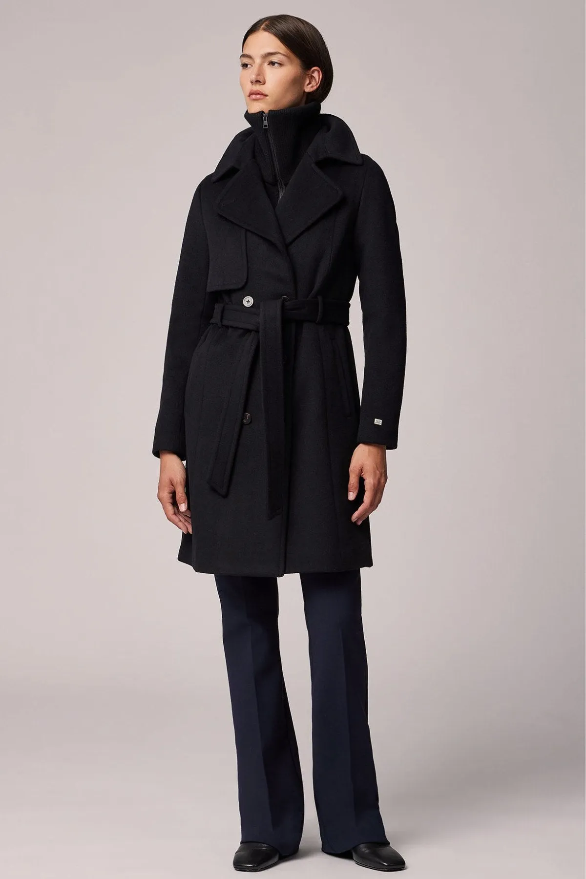 FABIANNE Trench-Style Wool Coat with High Napoleon Collar