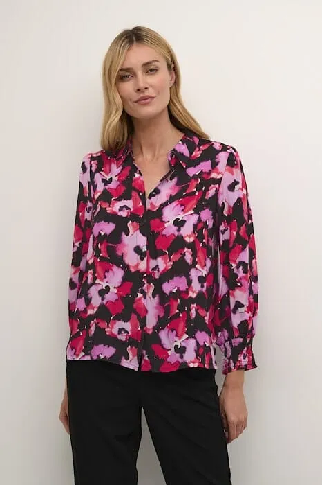 FADED FLORAL PRINT BLOUSE