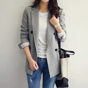 Fashion Notched Collar Breasted Women Jacket