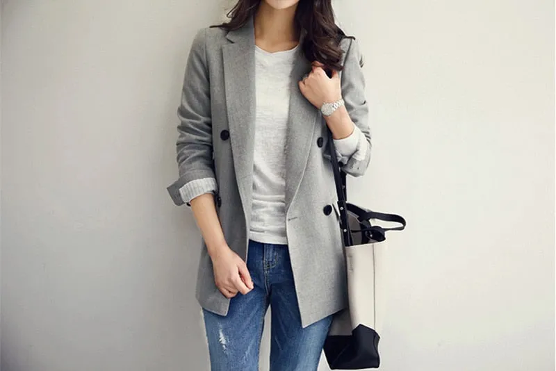 Fashion Notched Collar Breasted Women Jacket