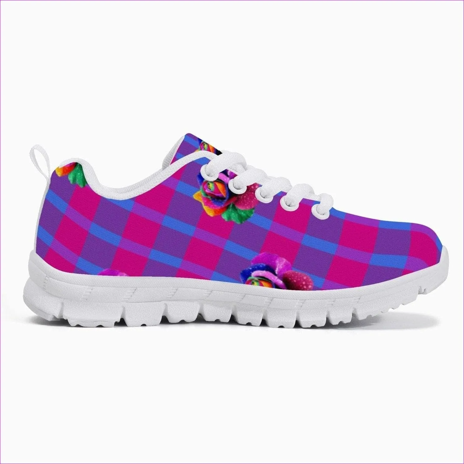 Floral Reign Plaid Kids Lightweight Mesh Sneakers