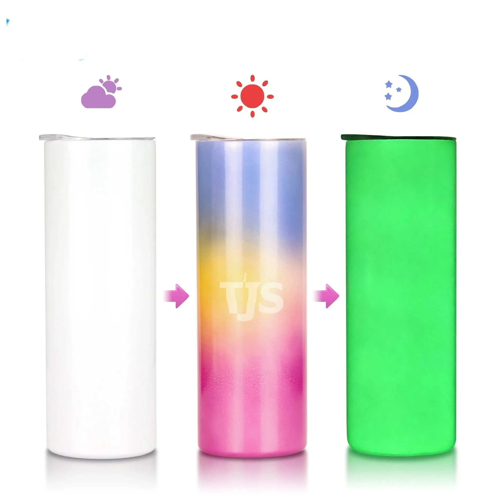 FREE GIFT20oz Straight 3 in 1 White to UV and Glow In The Dark Sublimation Tumblers