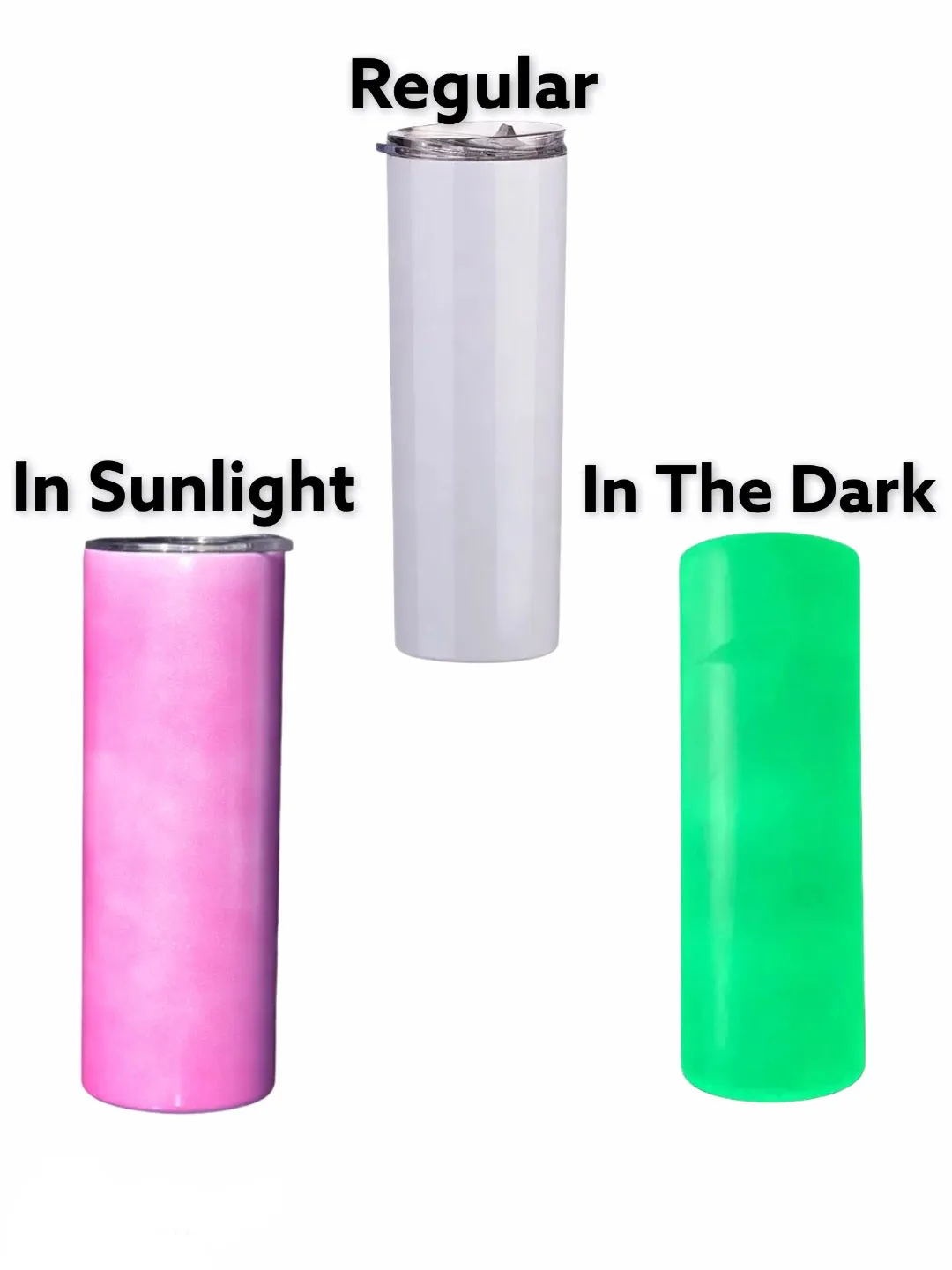 FREE GIFT20oz Straight 3 in 1 White to UV and Glow In The Dark Sublimation Tumblers