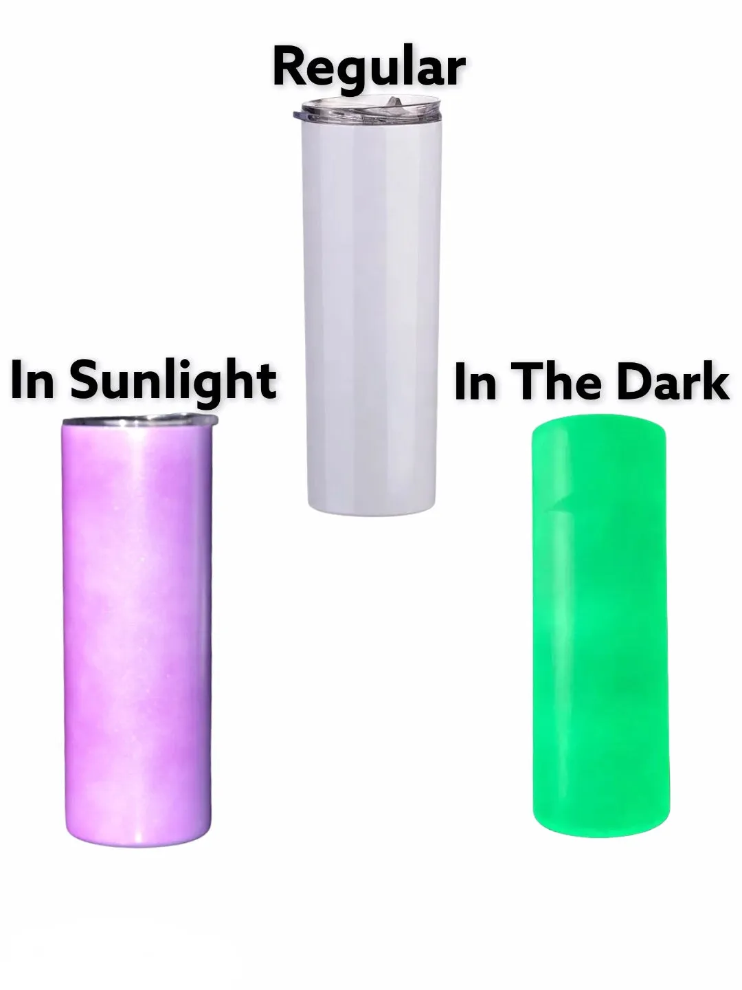 FREE GIFT20oz Straight 3 in 1 White to UV and Glow In The Dark Sublimation Tumblers