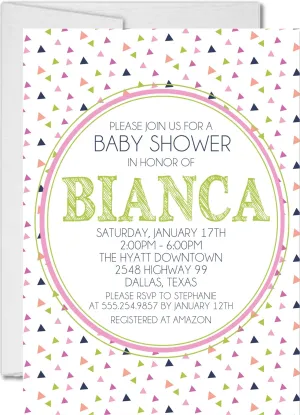 Girls Triangle Baby Shower Invitations