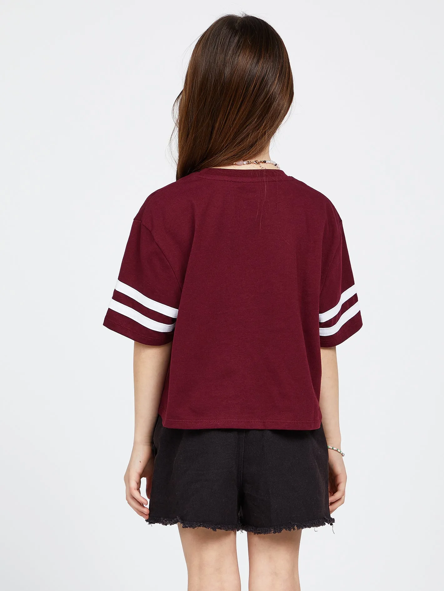 Girls Truly Stoked Short Sleeve Tee - Burgundy