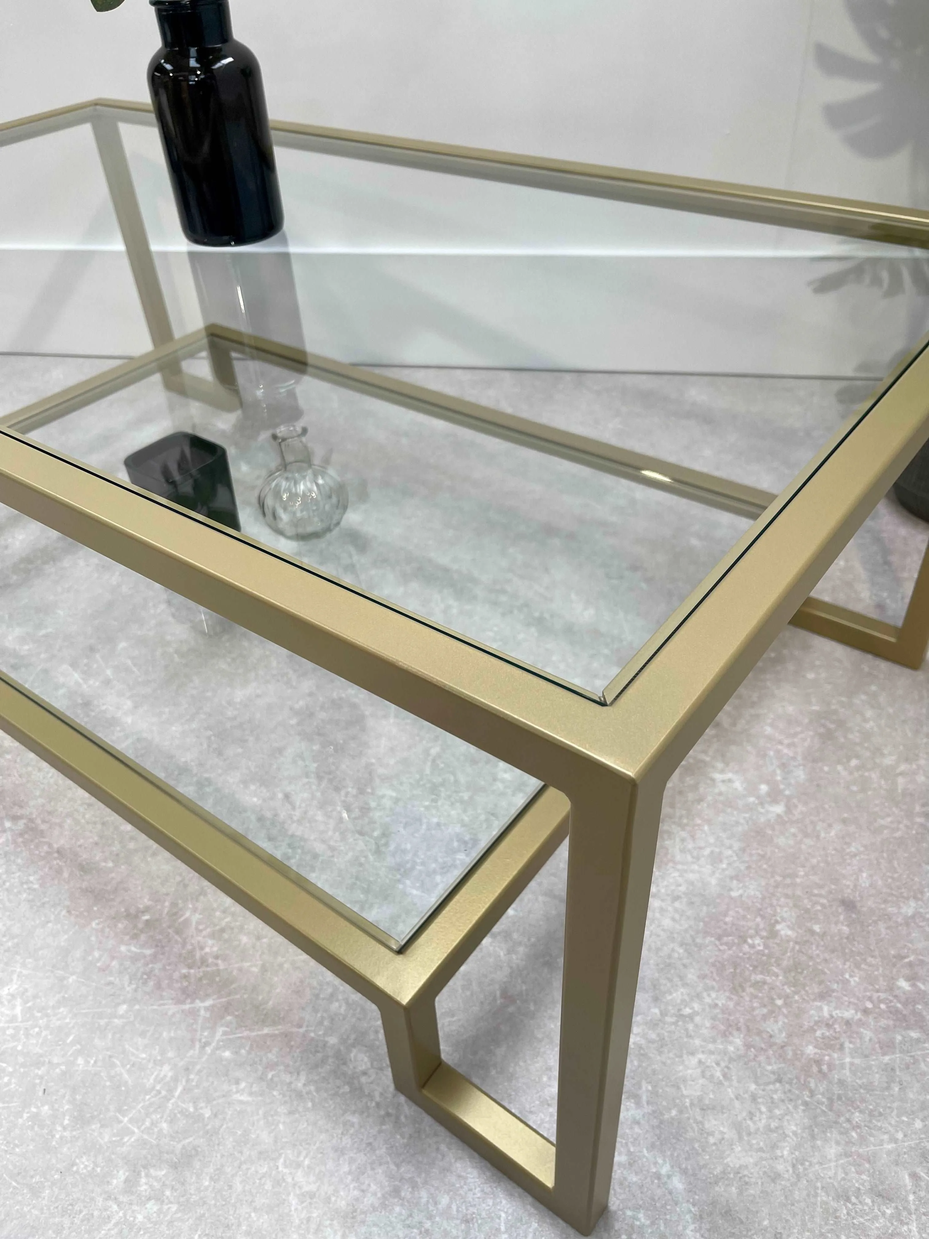 Hudson Glass Metal Coffee Table - Gold