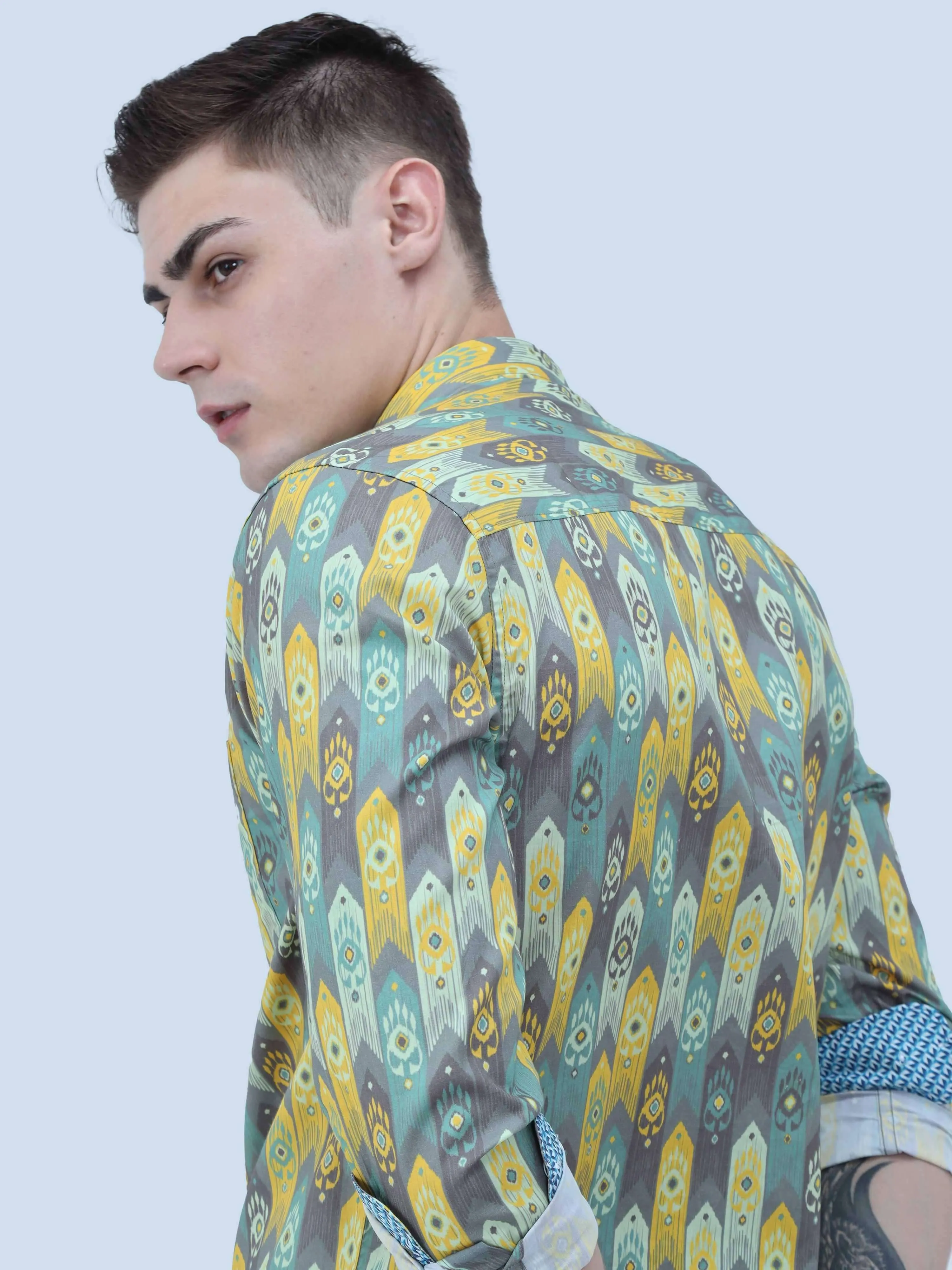 Ikat in Arrow Digital Printed Full Shirt